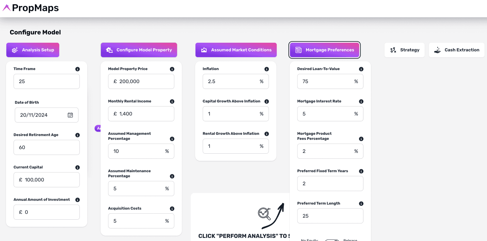 Screenshot of PropMaps Configuration.
